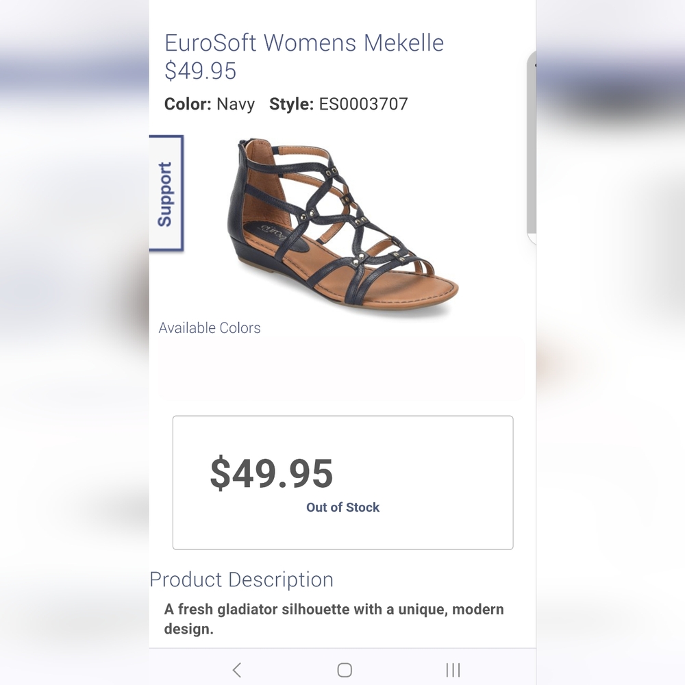 EuroSoft Womens Mekelle Navy Gladiator Sandal